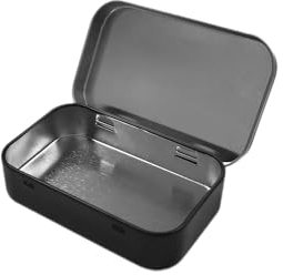 MEMOFYND 2PCS Empty Metal Storage Box with Clamshell,small Storage Tins ,mini One-Piece Iron Box,rectangle Tinplate Box for Soap Candy Mints Playing Card 95x60x21cm(silver,black)