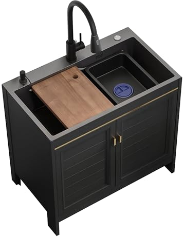 Spüle küchenspüle mit unterschrank,spülenschrank mit spüle und armatur,spülschrank mit spülbecken edelstahl,camping waschbecken,ausgussbecken,mit ausziehbarem Wasserhahn Seifenspender,Ablauf-Set ( Siz