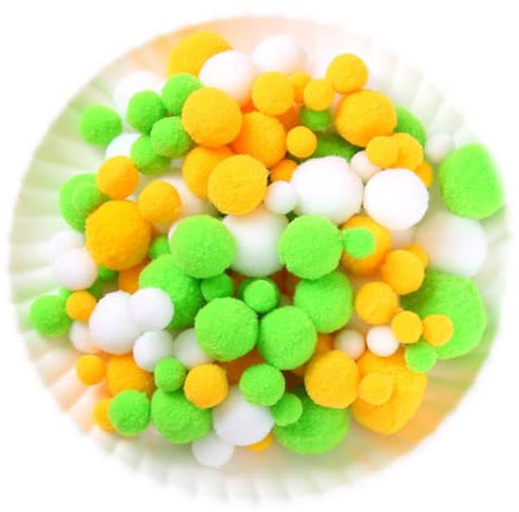 130 Stück Pompons,1-3cm Mini Pompons zum Basteln,Flauschigen Plüschbälle DIY Pompom Girlande Zubehör für Handwerk Herstellung Schmuck Weihnachten Girlande Kinderzimmer,Orange Gelb Grün