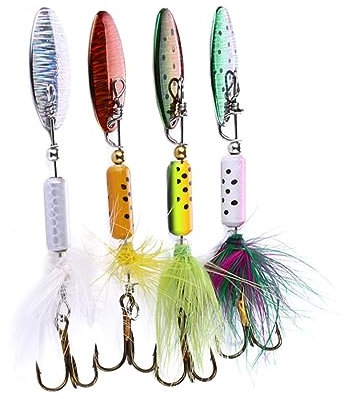 BESPORTBLE 4pcs Sequin Fishing Lures Metal Baits Carp Bass Tackle Rotating Hooks Sea Fishing Accessories