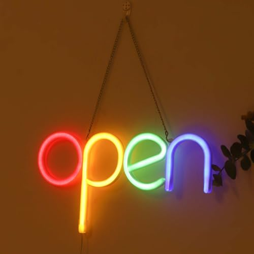 Led Open Sign for Business with Rope, Store Business Signs 13.8 x 7.3 Suitable for Hanging on a Shop Door or in a Window.
