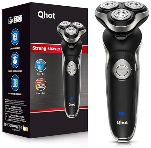 Qhot rasierer herren elektrisch,2024 Upgraded Rechargeable Elektrischer Nass- und Trockenrasierer für Männer mit Pop-Up Trimmer, Nasenhaartrimmer