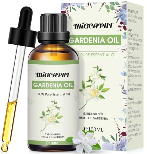 Migcaput Ätherische Öle Gardenie 100 ml,100% Reine Natürliche ätherische Öle, Ätherisches Aromatherapieöl von Erstklassige Qualität, Duftöle für Diffusor, Luftbefeuchter, Entspannen, Massage, Bad