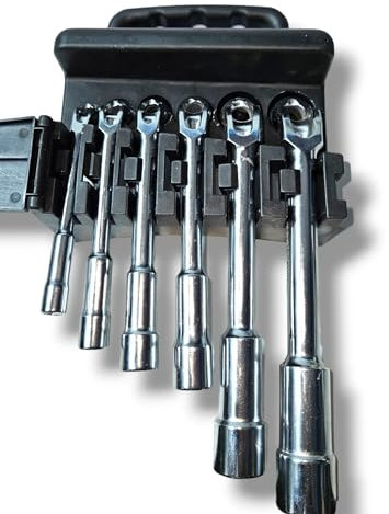 Terryshop74 Juego de 6 llaves de pipa hexagonales de acero cromo vanadio con archivador medidas 8-10-12-13-17-19 mm ad l tubulares