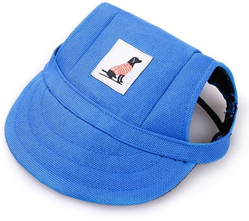 LATRAT Hunde Baseballmütze, Basecap Verstellbar Sonnenschutz Hut Hundecap mit Ohrlöchern Sommer Schattierungshut Outdoor (Blau, L)