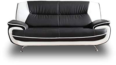 Imebel 3 Sitzer Sofa Onyx - Kunstleder Wohnzimmersofa - Loungesofa Couch für 3 Personen - Chromfüße, HR-Kaltschaum - 198 cm x 87 cm