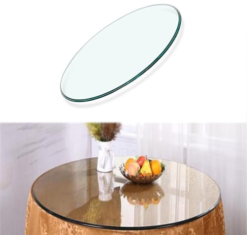 BVDHASDBT Plateau rond en verre trempé transparent de 60 à 80 à 100 cm, pour tables de salle à manger, tables basses, tables de jardin, dessus de table en verre trempé (68 cm)