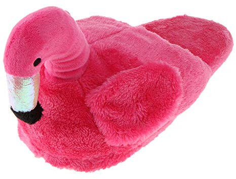 Siepificius Pantofole calde in morbido peluche con fenicottero per casa e interni, idea regalo, Mezze pantofole Rose, M