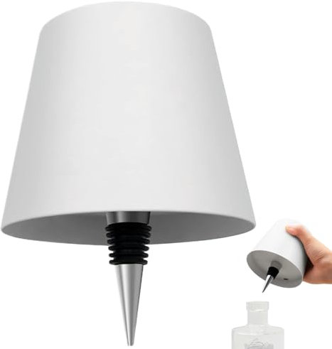 Brabola LED Bottle Lamp Shade, Rechargeable Wine Bottle Light Kit for Liquor Bottles 3 Color Dimmable Touch Control Table Lamp for Restaurant, Home, Bar (White)