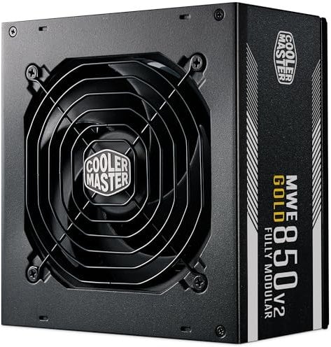 Cooler Master MWE Gold 850 V2 ATX 3.1 Fully Modular PSU (UK Plug) - ATX 3.1 Support, 80 PLUS Gold 850W Power Supply, PCIe 5.1 Cabling, 120mm HDB Fan, High-Temperature Threshold, 5 Year Warranty