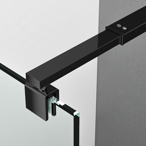Stabilisator Haltestange Verstellbar 73-123cm Vierkantrohr Stabilisierungsstange für Duschen Duschabtrennung Glaswand Dusche Glas, Haltestange für Glasdicke 5-10 mm, Matt Schwarz