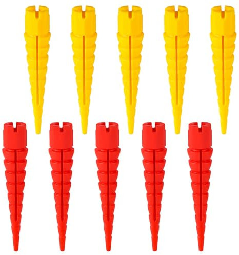 10pcs Ancrage à Bois, Kit Cheville en Plastique de Reparation Vis Bois Convient aux Vis à Bois Tailles #2 à #16 pour Réparation de Trous de Vis Dénudés(Rouge et Jaune)
