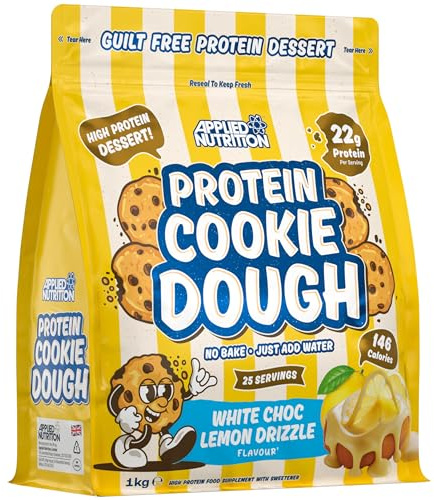 Applied Nutrition Protein Cookie Dough 1kg – High Protein Snack, Over 22g of Protein Per Serving, Ready-to-Eat– Low Calorie, Healthy Treat (1kg – 25 Servings) (White Choco Lemon Drizzle)