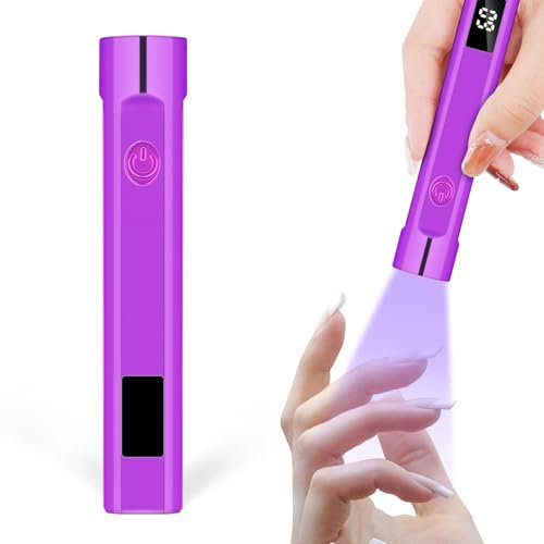 LOPHE UV Lampe für Gelnägel, Mini UV Lampe für Nägel, Handgehaltene Nagellampe Nägel mit LCD Display, 10s/30s/60s Timing-Modi, USB-Aufladung, Geeignet für Anfänger Heimwerker Salon (lila)