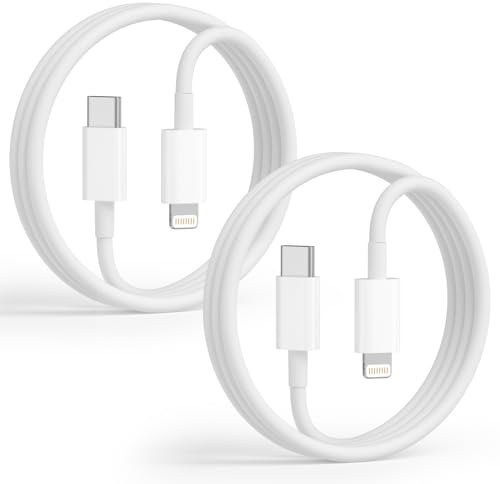 Lot de 2 câbles USB C vers Lightning de 1 m pour iPhone - Certifié Apple MFi - Câble de charge de type C vers Lightning pour iPhone 14 13 12 11 X Xs Pro, Pro Max, Plus, iPad