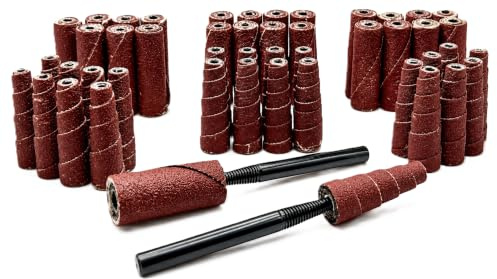 Pro-Graad 50 Piece Abrasive Sanding Cartridge Spiral Roll Sander Kit, Mini Cone & Cylinder Kit for Metal, Wood, Stainless, Fiberglass, Welds, Engine Porting – Die Grinder & Rotary Tool Accessories