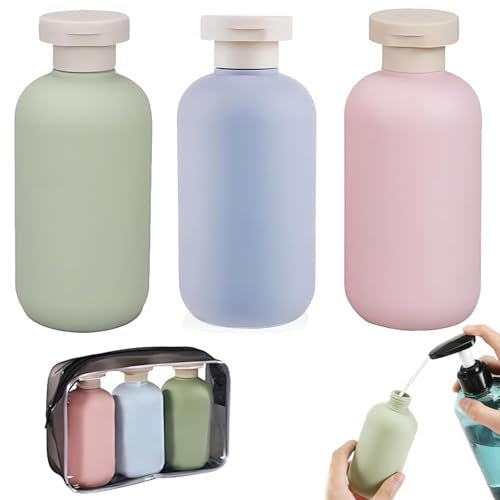 JISRKP 3Pcs 200ml Travel Bottles For Toiletries, Travel Bottles for Toiletries 200ml, Refillable Plastic Containers, Suitable for Hair Conditioner, Lotion