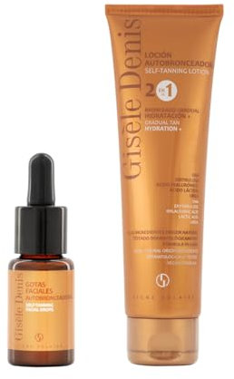 GISÈLE DENIS - Pack Autobronceador, Gotas Faciales Autobronceadoras 15 ml + Loción Autobronceadora Corporal 150 ml, Bronceado Gradual, con DHA, Eritrulosa, Ácido Hialurónico y Arginina, Fórmula Vegana