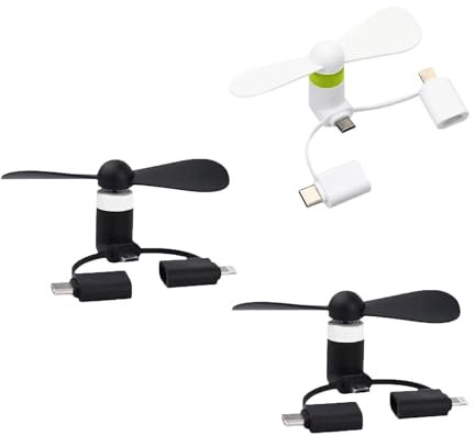 GERUI Mini Phone, 3 in 1, ventilatore per cellulare, compatibile con smartphone/tablet, 3 pezzi