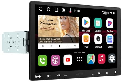 [10 QLED] ATOTOZONE Android Autoradio Adaptiv für 1DIN & 2DIN, Schwebendes Bildschirm, 4G LTE, Wireless CarPlay & Android Auto, Wi-Fi/Bluetooth/USB, DSP/SCVC/LRV, 4G+32G, S8G1104MS