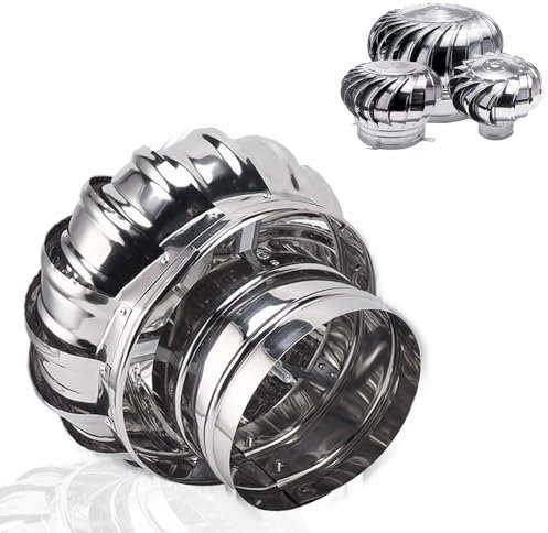 IMUNKT Comignolo Girevole per Camini in Acciaio Inox 110/160/200/250mm Cappello Eolico per Camini, Canna Fumaria Cappa Rotante per Tetto di Fabbrica(110mm/4in)