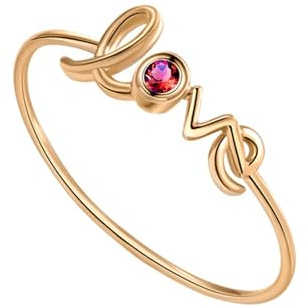 Tolldek Gold 14 Karat 585 Pärchen Ringe, Rot Rubin Love Trauringe, 14K Gelbgold Partnerringe Echt Gold, 61 (19.4)