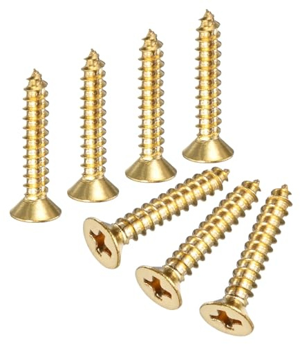 M METERXITY 50-Pack Brass Wood Screws M3.5x20mm | Phillips Flat Head Self-Tapping, for Door Hinges, Woodworking, Furniture Repair, Gardening, DIY Crafts Decorative