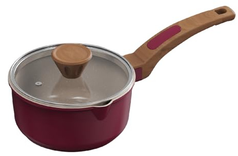 Cooksmart Signature 16cm Sauce Pan with Lid – Cast Aluminium | Non-Stick | PFOA & PFAS Free | Induction, Gas, & Electric Hob Compatible | Dishwasher Safe (Raspberry)
