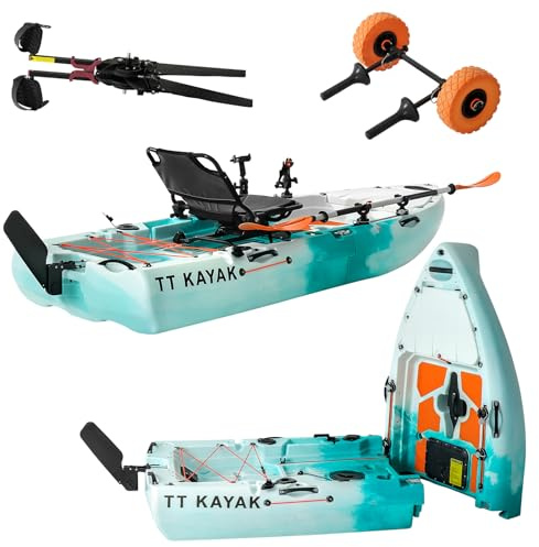 Modular Fishing Kayak with Cart and Paddle, 280cm Stable & Portable Sit-on-Top Kayak for Recreation and Fishing, Easy to Transport, Fits in SUV, Pickup or Van