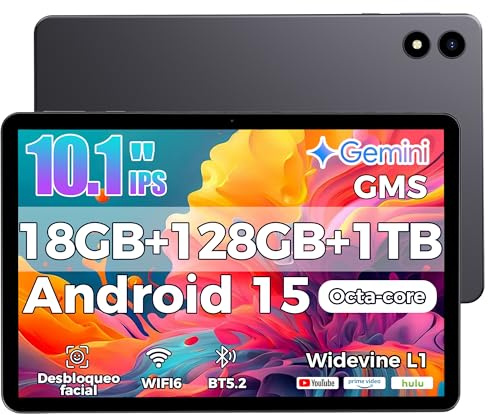 RebotAi 2026 Neuestes Tablet 10.1 Zoll Android 15 mit Gemini AI, 18GB RAM + 128GB ROM, GMS Widevine L1, WiFi 6 & BT 5.2, Dünn und leicht Tablet mit Gesichtserkennung