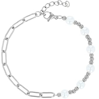 Akzent Armband Damen - Premium Armband Damen in Silber & Gold aus Edelstahl, 100% Wasserfest & Hautverträglich (Silber)