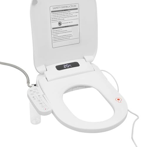 VonVVer Siège de toilette et lunette de toilette chauffantes, siège de douche électrique, chauffage d'assise, séchage à l'air chaud, veilleuse LED et distributeur de mousse, design moderne pour la