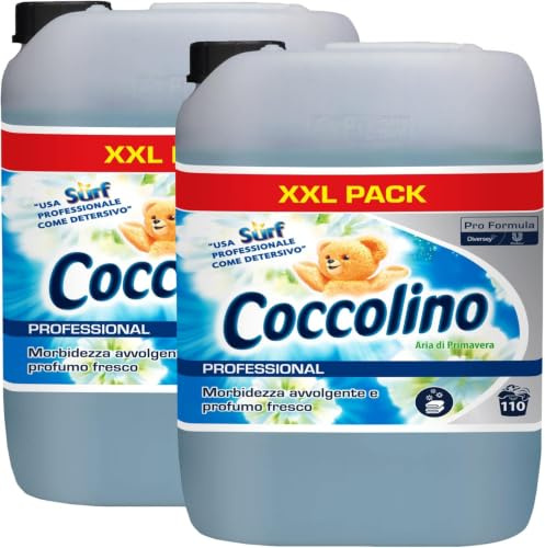 SGWEB Professional Coccolino professional Aria di primavera Ammorbidente concentrato, fresco bucato e biancheria, formato XXL, 2 taniche da 10 L