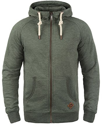 Solid SDVitu Herren Sweatjacke Kapuzenjacke Zip-Hoodie mit Kapuze Kordelzug Kängurutasche Reißverschluss Baumwollmischung Regular fit, Größe:L, Farbe:Climb Ivy Melange (8785)