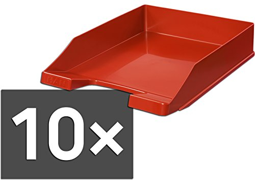 HAN 1027-X Briefablage KLASSIK, DIN A4/C4, stapelbar, stabil, modern (10er Pack | rot)