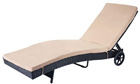 Mendler Sonnenliege HWC-D80, Gartenliege Relaxliege Liege, Poly-Rattan - anthrazit, Kissen beige