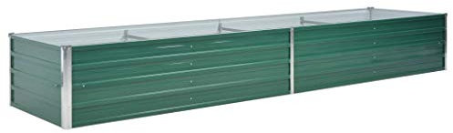 Festnight Fioriera da Giardino Grande Rettangolare in Acciaio Zincato Grigio/Verde 240x80x45 cm/320x80x45 cm