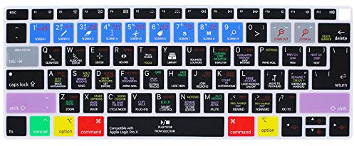 MMDW Shortcuts Hotkey-Tastatur-Abdeckung kompatibel mit MacBook Air 2018, 33,8 cm (13,3 Zoll) A1932 mit Retina-Display und Touch-ID, Silikon, weiche Schutzfolie, USA/EU Version Logic pro x
