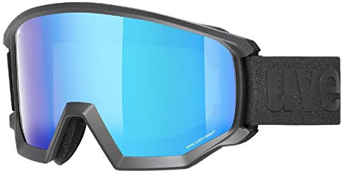 uvex athletic CV - Skibrille für Damen und Herren - Filterkategorie 2 - beschlagfrei - black matt/blue-green - one size