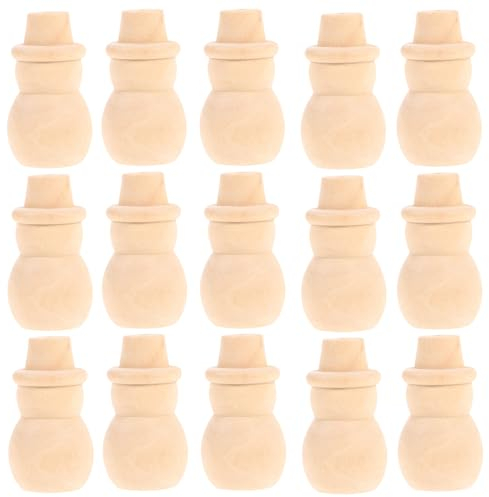 Amosfun 20 Stücke Holzfiguren zum Bemalen und Basteln Figurenkegel Holz Schneemann Figur Tannenzapfen Weihnachtsbaum DIY Tortenfigur Spielfiguren Holzkegel für Weihnachten Tortendeko