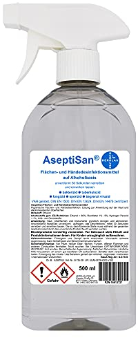 AseptiSan Desinfektionsmittel 500 ml – VAH gelistet – Flächen- & Händedesinfektion – zertifiziert nach EN 1500 & EN 14476 – BAuA-Nr. N-87135 – Made in Germany