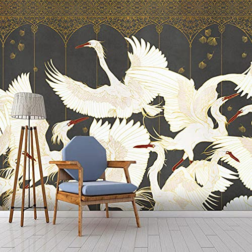 Oriental Style Classical Crane Wallpaper Hotel Box Background Wall Paper Living Room Video Wall Painting Bedroom Seamless Wall covering-200cmx140cm