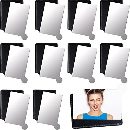 Jetec 10 Pieces Pocket Compact Mirrors Mini Mirror for Purse Wallet, Black