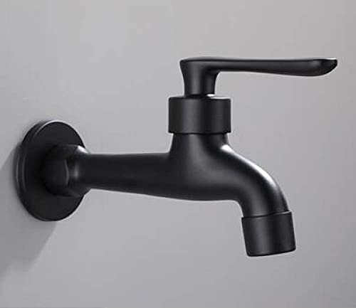 VVW&LIU Badezimmer schwarz Einzel-Kaltwasserhahn Wand Waschmaschine Einzelhahn Kaltwasserhahn Garten schwarz Wasserhahn,A Long