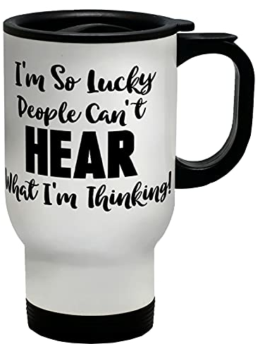 Shopagift I'm So Lucky People Can't Hear What I'm Thinking Funny Travel Mug Cup