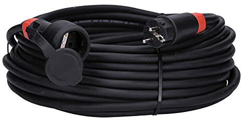 Voxura Schuko Gummi-Verlängerungskabel Schuko-Stecker-Kupplung Adapter Außenbereich Stromkabel Garten Baustelle Industrie Märkte 3-polig 230V H07RN-F 3x2,5 16/3 16A IP54 20m