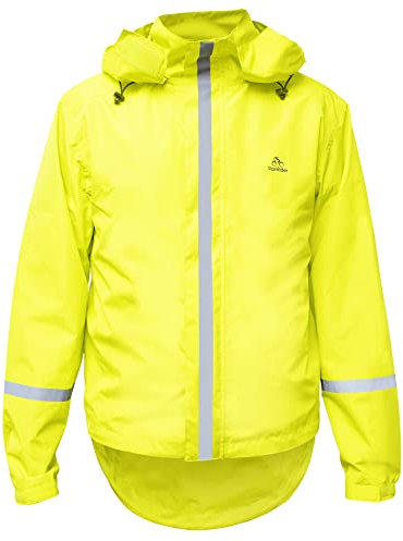 Rainrider Regenjacke (Herren/Damen) Neon, M, Fahrradregenjacke, reflektierende, wasserdichte, winddichte und atmungsaktive Regenjacke zum Laufen Wandern