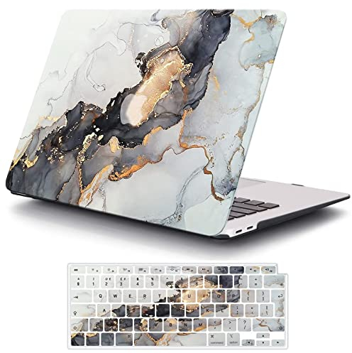 MOKASE Hülle Kompatibel mit 2022 M2 MacBook Pro 13 Zoll, 2021 2020-2016 Freigabe M1 A2338 A2289 A2251 A2159 A1989 A1706, Hart Schalen Fall & Tastaturabdeckung für Mac Pro 13 mit Touch Bar, Black Gold