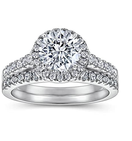 Musihy Verlobungsring Paar, S925 Ring Zwei Ring Set Silber Ringgröße 57 (18.1)