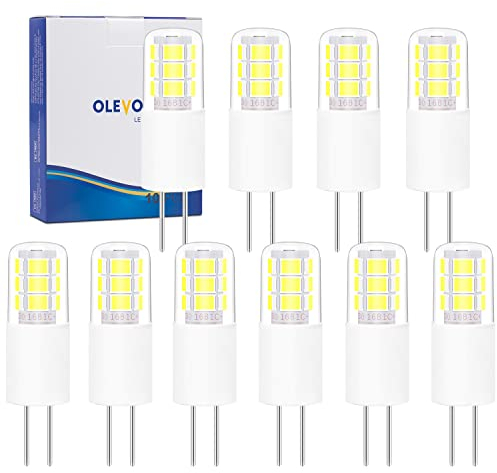 OLEVOLT Bombillas G4 LED 12V AC/DC Blanco Frío 6000K 2W Equivalente a 20W Halógeno Bombillas 250LM AC/DC 12V No Regulable Sin Parpadeo Paquete de 10